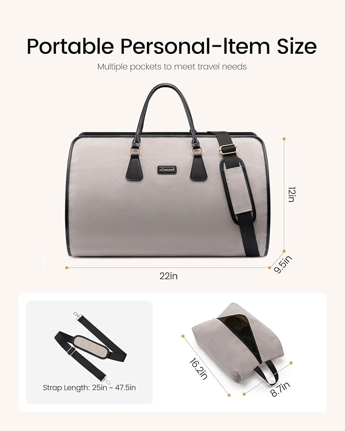 LOVEVOOK Garment Bags for Travel,3 in 1 Garment Duffle Bags with Shoe Pouch | Carry on Garment Bag,Hanging Suitcase,Suit,Dress,Business,Travel Bag,Weekender Bag - Image 7
