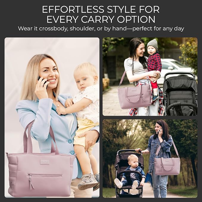A + S Luxxe Diaper Bag Tote – Stylish, Large Baby Bag with Stroller Straps, Insulated Pockets, Changing Mat & Waterproof - Image 5