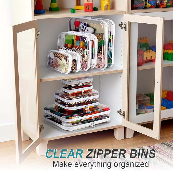 Sanwuta 6 Clear Hard Zipper Case,Clear,Three Sizes | Pencil Case Pouches ,Makeup Bag,Plastic Toiletry Diaper Bag ,Travel Toy Storage,Waterproof Organizer Bins - Image 7