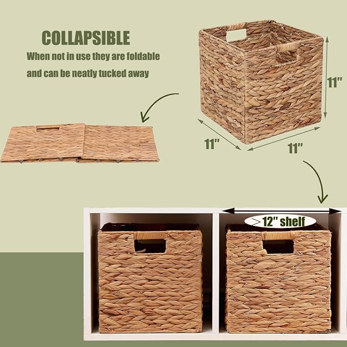11x11in Storage Baskets 4 Pcs Storage Bins for Cube Shelf,Handwoven Laundry Organizers - Image 2