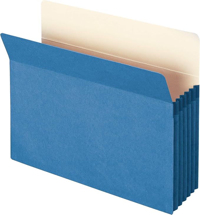 Smead File Pocket, Straight-Cut Tab, 5-1/4" Expansion, Letter Size, Blue, 10 per Box (73235) by SMEAD