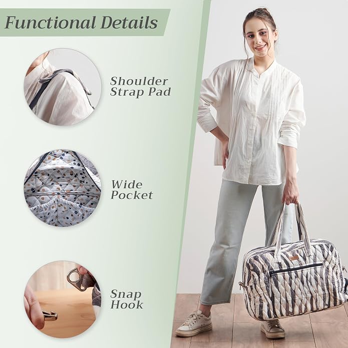 Maison d' Hermine Weekender Bags for Women Cotton Quilted Duffel Overnight Luggage Weekend Bag for Men Gym Gifts Travel | Overnight Luggage Weekend Bag for Men Gym Sports Gifts Duffle bag Business Travellers Trip Spring Summer - Image 5