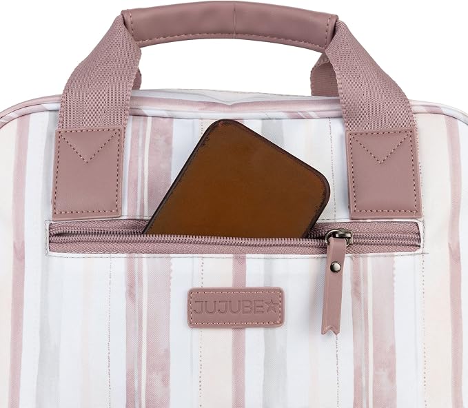 JuJuBe Nature Babe Diaper Bag Backpack with Portable Baby Changing Pad, Sustainable Multi-Function Bag for Bottles, Diapers, Made with 24 Recycled Plastic Bottles, Watercolor Stripe, Mother's Day Gift - Image 2