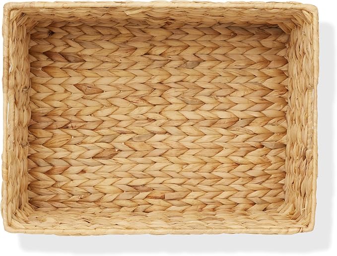 Casafield Set of 2 Water Hyacinth Pantry Baskets, 12-1/2" x 17" x 8", with Chalkboard Labels and Chalk Marker - Natural, Woven Storage Bin Organizers for Kitchen Shelves - Image 6