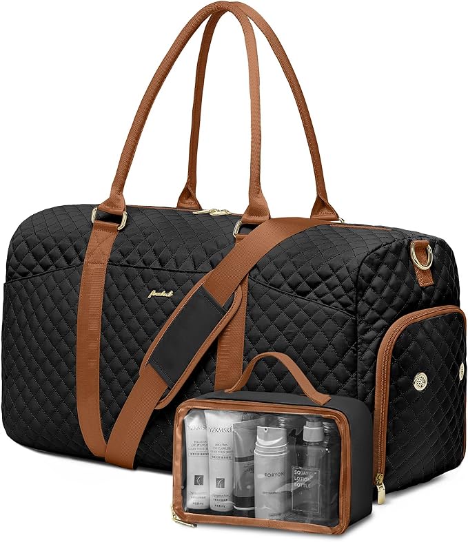 Women Weekender Travel Duffle Bag: Travel Duffel Overnight Bags with Shoe Compartment Large Carry on Tote with Toiletry Bag Weekend Traveling Yoga Gym Hospital Bag for Women with Wet Pocket by FOCDOD