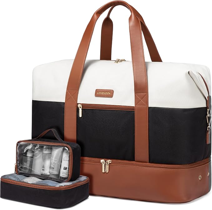 LOVEVOOK Weekender Bag for Women, Large Duffle Bag for Travel with 2 Packing Cubes, Carry on Overnight Bag with Shoe Compartment, Mom Hospital Bags for Labor and Delivery by LOVEVOOK