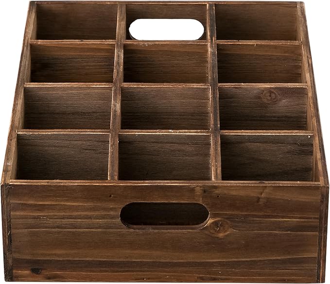 Rustic Wooden Crates for Storage 16 X 12 Inches, Carrying Handles | 12 Individual Slots, Farmhouse Wood Crates for Display, Wood Box, Handmade Wooden Basket for Kitchen Bathroom Tabletop - Image 8