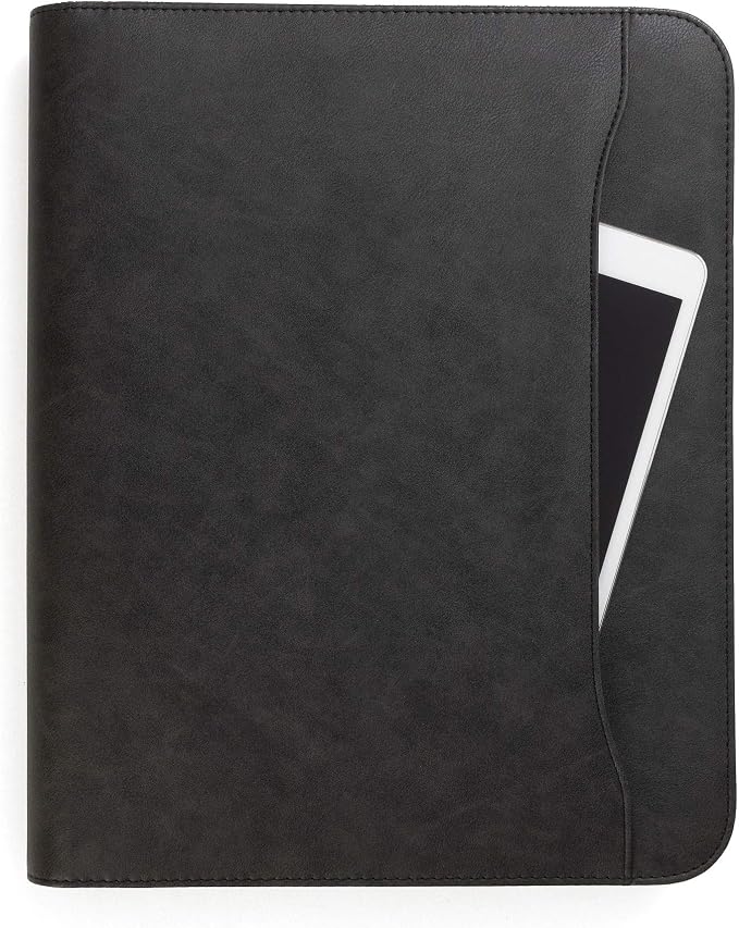 Forevermore Portfolio Binder, Slim No Ring, Zipper, Vegan Leather, Black - Image 3