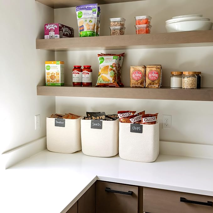 NaturalCozy Storage Cubes 11 Inch Cotton Rope Woven Baskets for Organizing, 3-Pack | Cube Storage Bin | Square Storage Baskets for Shelves Organizer, Classroom, Kids Toy Bins, Closet, Baby Nursery - Image 4