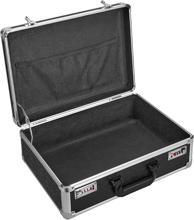 File Organizer Storage Box - 18.8 x 14.5 x 6.2 Inch X-Large, Portable Locking Storage Totes with Dual Combination Locks, Lock Boxes for Personal Items, Cash, Briefcase - Black by GODLONSEN