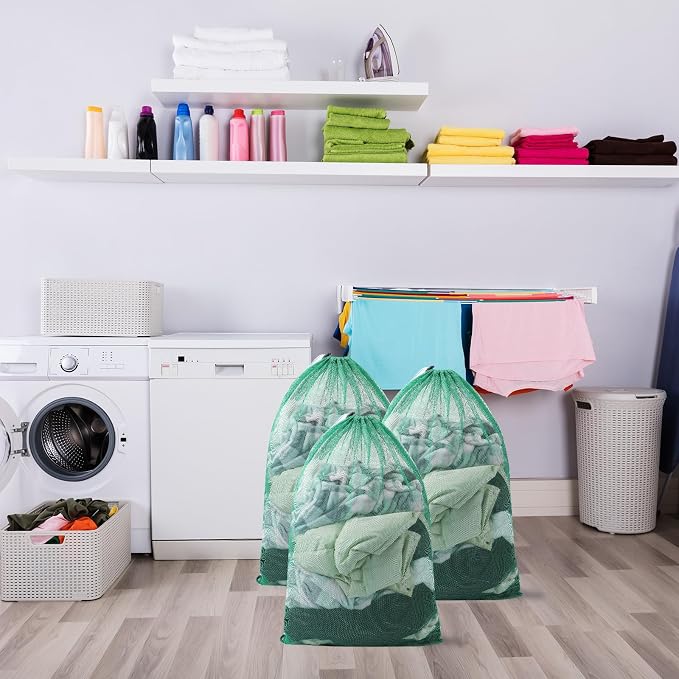 Berlune 30 Pack Large Mesh Laundry Bags | Oversized breathable mesh bags help sort and transport laundry for dorms, rentals, laundromats and facilities. - Image 7