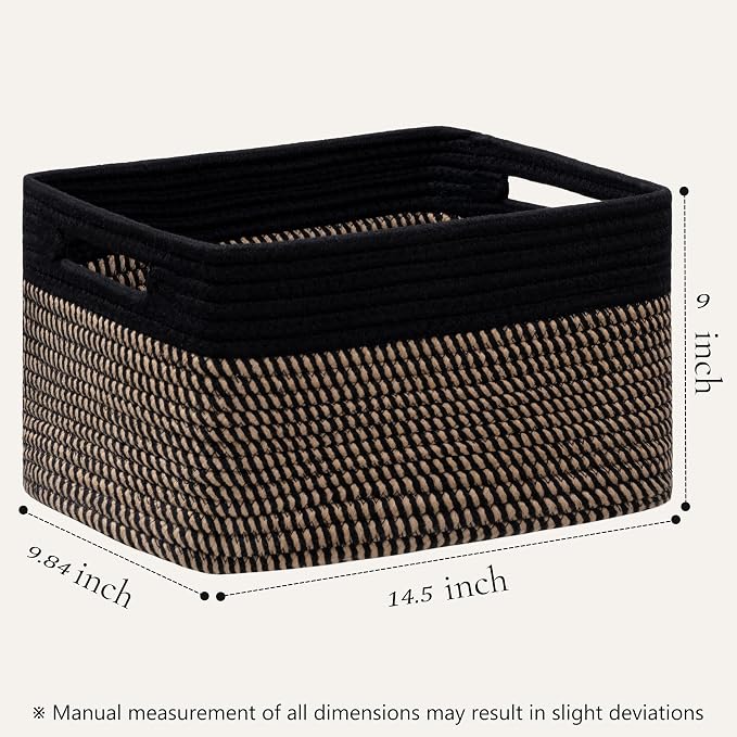 4 Pack Storage Baskets for Organizing, Shelf Baskets with Handles, Black&Brown - Image 2