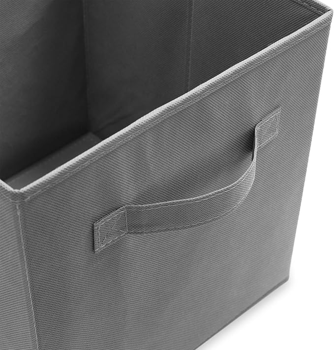 Casafield Set of 12 Collapsible Fabric Cube Storage Bins, Gray - 11" Foldable Cloth Baskets for Shelves, Cubby Organizers & More - Image 3
