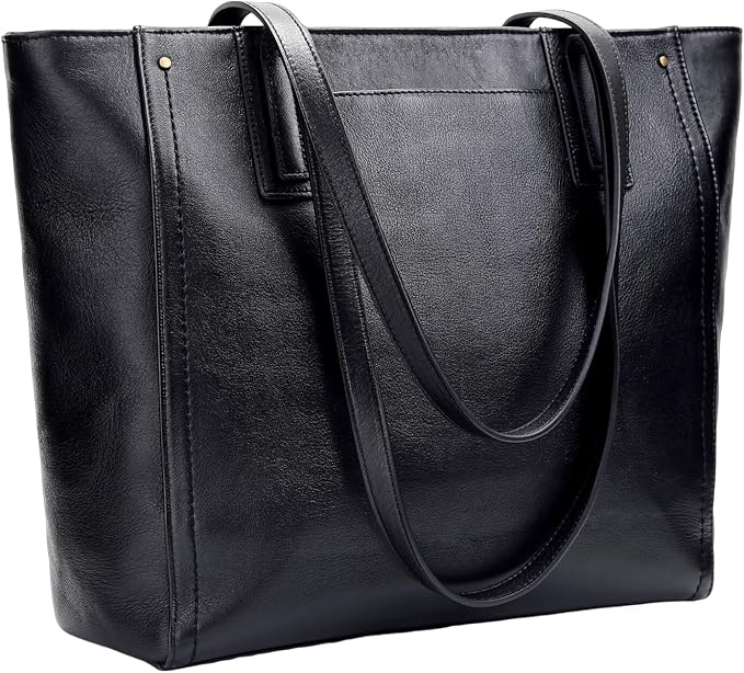 Genuine Leather Work Tote Bag for Women Large Vintage Tote Bag with Zipper Leather Purse and Handbags by Morriloom