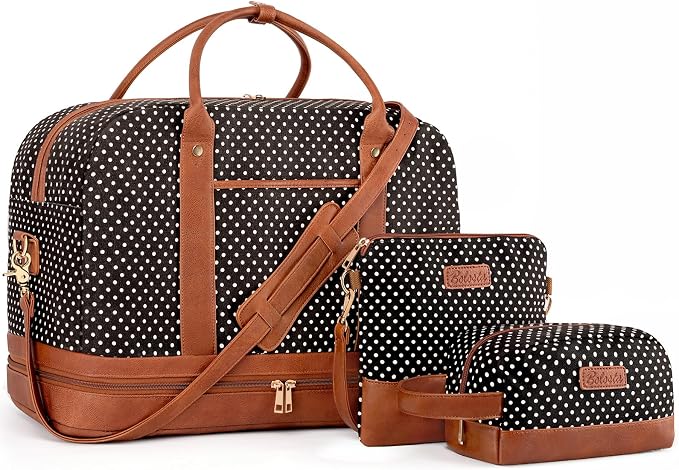 Weekender Bag for Women Canvas Overnight Bag Large Travel Tote Bag Carry on Shoulder Duffle Bag With Shoe Compartment,Perfect for Travel/Daily Use/Birthday Gift … by BOLOSTA