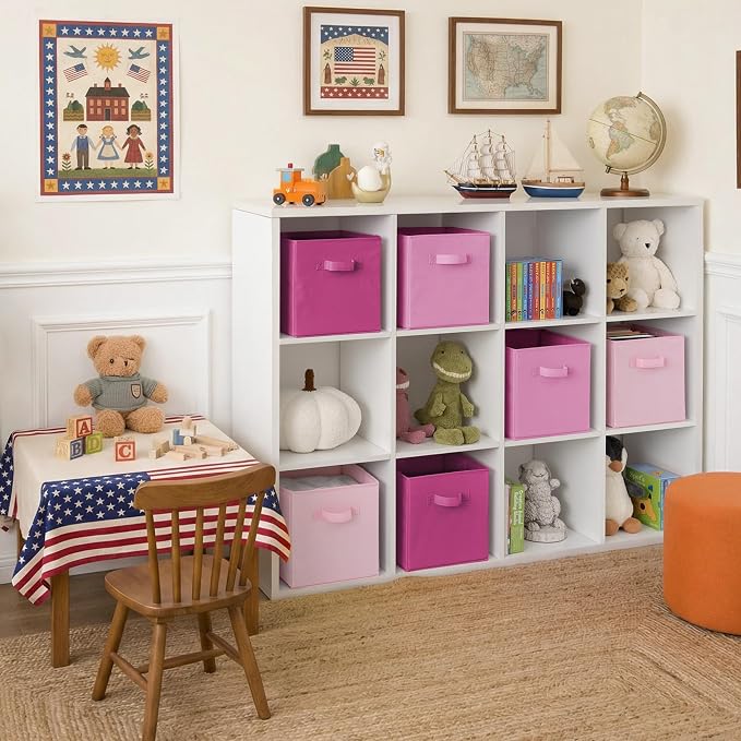 Cupic Cupid 6-Pack 11x11 Storage Cubes, Fabric Cube Bins, Pink Gradient | Foldable, Reinforced Front Handle, Holds Clothes, Toys, Daily Essentials and More, Fits Shelves, Nursery, Playroom - Image 5