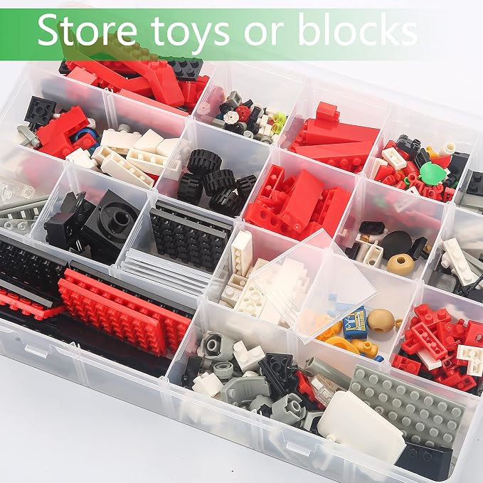 Gbivbe Large 24 Grids Plastic Organizer Box Adjustable Dividers,Clear Storage Box for Jewelry, Art DIY Crafts, Washi Tapes, Beads and Small Parts(2 Pack) - Image 4