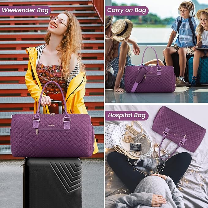 LOVEVOOK Travel Duffle Bag, Weekender Bag for Women with Toiletry Bag, Carry on Overnight Bag with Shoe Compartment, Gym Duffel Bag with Wet Pocket, Mommy Hospital Bags for Labor and Delivery - Image 5