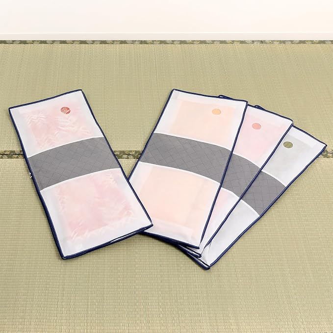 ASTRO 171-49 Kimono Storage Bag, White x Gray, Activated Carbon Deodorizing, 3-Way Opening, 4-Piece Set, Transparent Window, Non-Woven Fabric, Zipper Type - Image 2