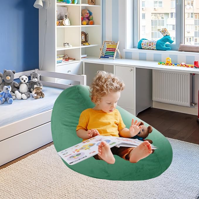 Bean Bag Stuffed Animal Storage Chair Cover (No Filler) for Kids and Adults. Extra Large Bird's Nest Beanbag Memory Foam Soft Premium (Green, 2.5 ft (Cover Only)) - Image 6