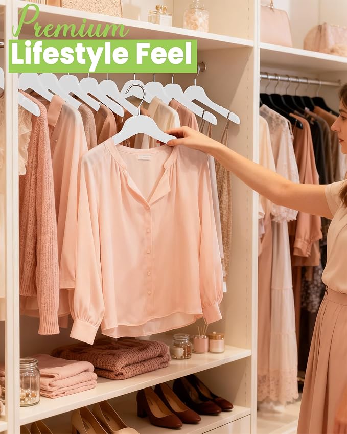 All Hung Up Hangers Slim Plastic Clothes Hangers, Space-Saving Design with Non-Slip Grip, Durable for Everyday Use, White, 18 pcs - Image 3