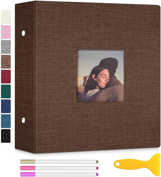 Zesthouse 18 In Photo Album Self Adhesive with Picture Display Window, 3-Ring Scrapbook Albums 60 Pages Holds 10x12 8x10 5x7 4x6 Photos, DIY Photo Book Ideal Gift for Family Wedding Baby by Zesthouse