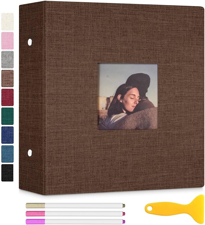 Zesthouse Photo Album Self Adhesive with Picture Display Window, 3-Ring Scrapbook Albums 60 Pages Holds 8x10 5x7 4x6 Photos, DIY Photo Book Ideal Gift for Family Wedding Baby by Zesthouse