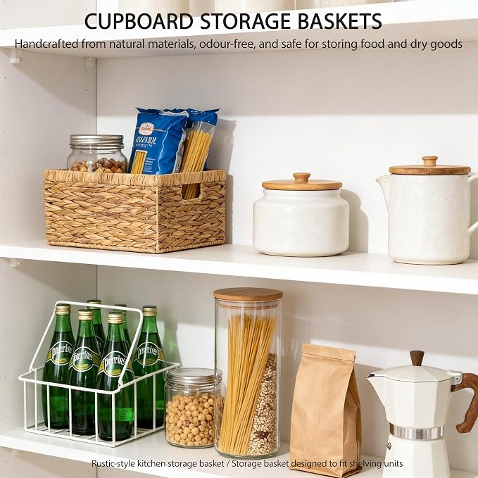 Storage Container, Natural Water Hyacinth Storage Bins Rectangular Basket,Arts and Crafts. | Natural Rectangular Basket Decorative Organizer Basket for Bathroom, Bedroom, Closet, Handwoven Home Storage - Image 6