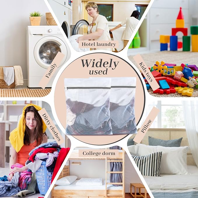 Nuenen 50 Pcs Mesh Laundry Wash Bags with Zipper Machine Washable Lingerie Bags for Washing Delicates Clothes Garment Underwear Blouse Hosiery Socks Travel (16 x 20 Inches,Gray) - Image 5