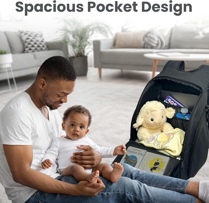 JOHAR Travel Diaper Backpack, Waterproof, Anti-Theft, Black | Spacious, Waterproof with Changing Pad, Insulated Pockets, Anti-Theft Pocket - Image 8