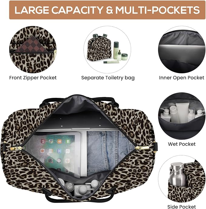 Travel Weekender Bags for Women: Duffel Bag with Shoe Compartment Overnight | 40L Capacity for 5 Day Trip Waterproof Durable Toiletry Bag Wet Pocket for Damp Items Suitable for Weekend Trips Hospital - Image 2
