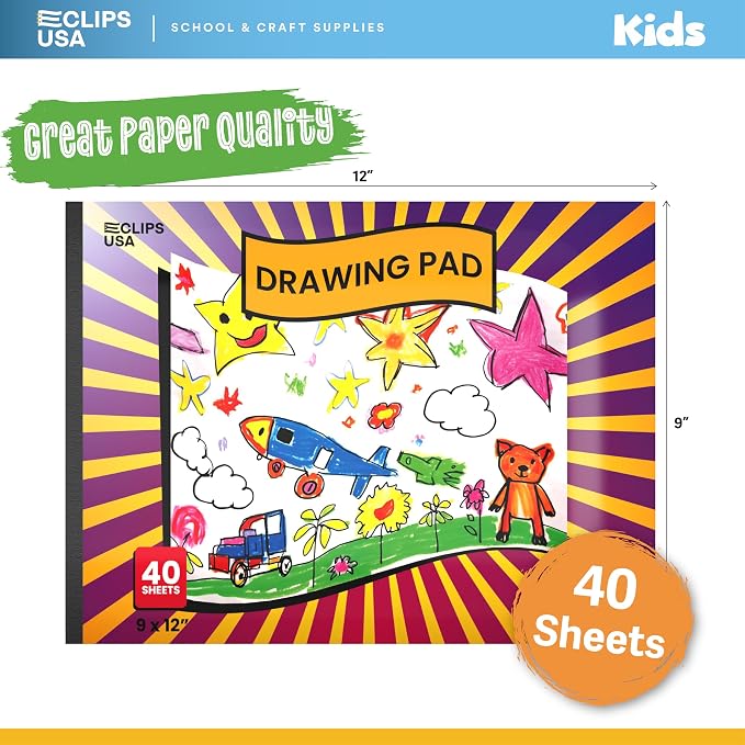 Sketch Book for Kids, Drawing Pad for Kids, Drawing Paper, Sketch Pad for Kid, Sketchbook for Kid (9 x 12, 40 Sheets) (4) - Image 3