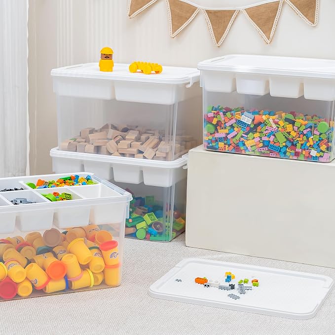 Citylife 32QT 2-Pack Clear Craft Storage Box Buildable Lid Removable Tray | Plastic Craft Organizers and Storage with Build-On Lid for Beads, Tools, Sewing Supplies, Deep Base, Secure Clasp, kids Toy - Image 8