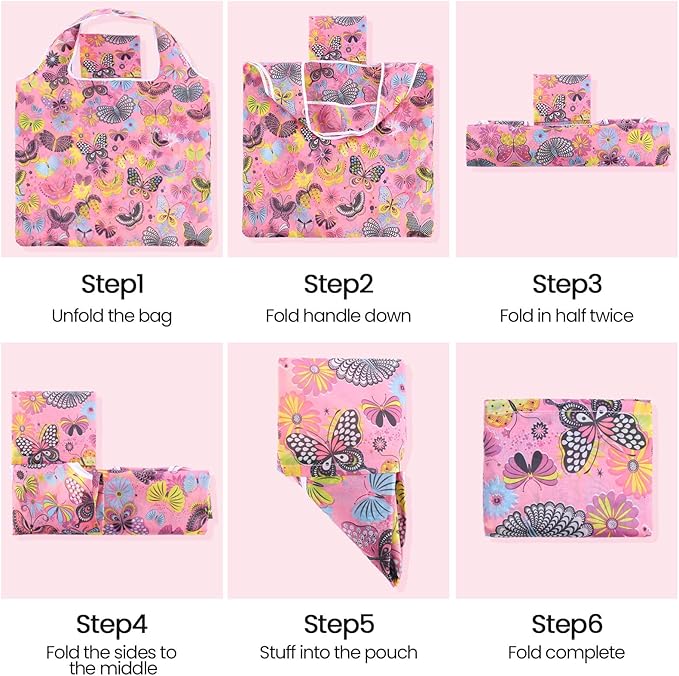 Paterr 50 Pack Reusable Grocery Bags Foldable Shopping Tote | Washable Lightweight Bags Bulk with Handles for Women Summer Beach Travel Market Gift - Image 6