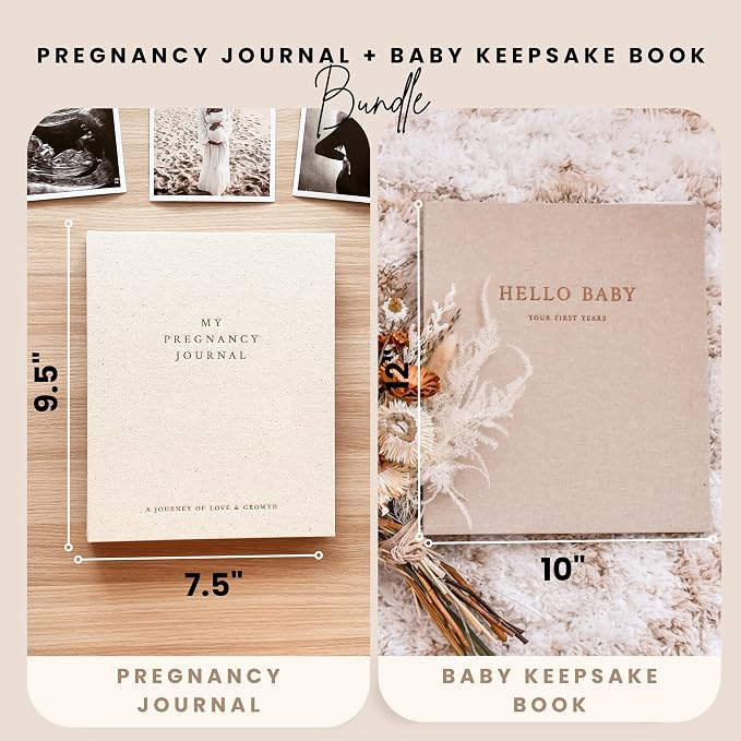 Pregnancy Journal & Baby Memory Book Bundle – Baby Book Keepsake for Expecting Moms, Newborn Milestones & First Year Moments – Baby Gift for Baby Showers & New Parents (Girl) - Image 3