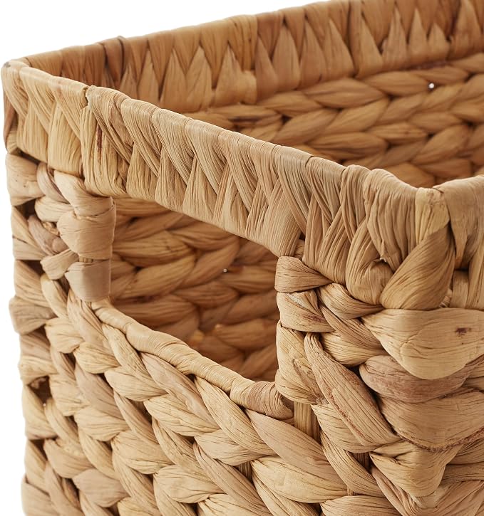 Casafield Set of 3 Water Hyacinth Storage Baskets with Handles - 1-Medium, 2-Small Woven Organizers for Bathroom, Laundry, Pantry, Office, Shelves - Image 5