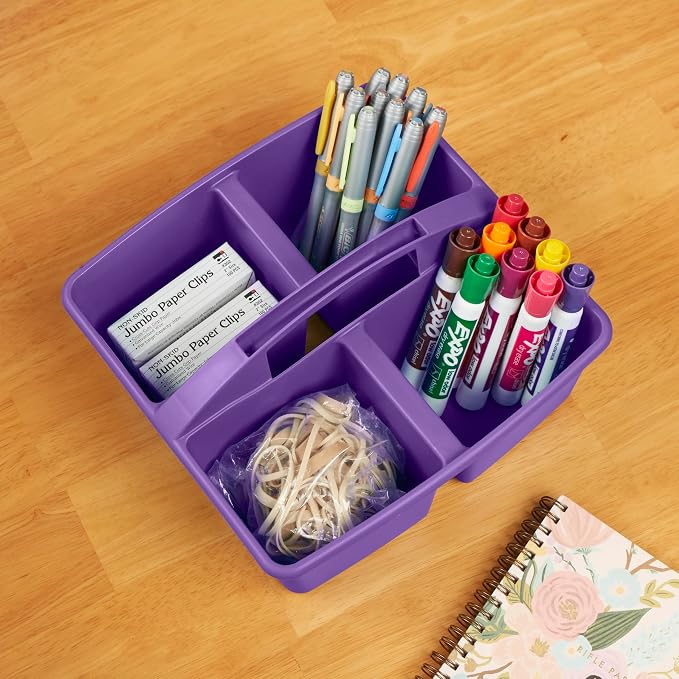ECR4Kids 4-Compartment Medium Plastic Caddy, Multipurpose Organization, Primary, 6-Pack - Image 9