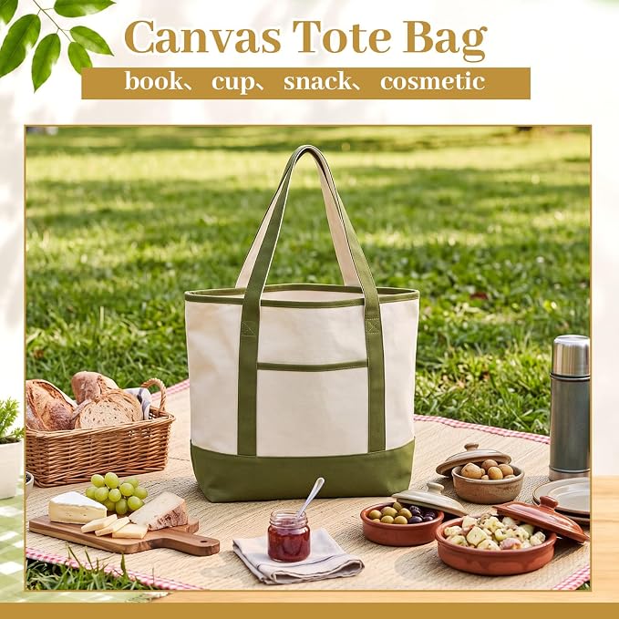 Sanwuta Canvas Tote Bags Bulk with Outer Pockets,Earth Color,12 Pack | Reusable Cotton Grocery Bags, Perfect for Teachers, Party Giveaways, DIY Crafts, Wedding Favors, Business Gifts - Image 6