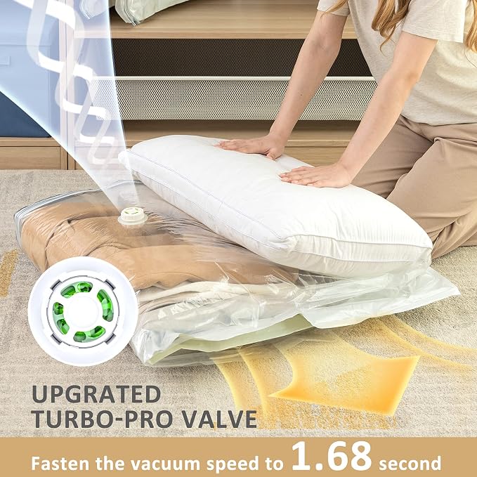 TAILI Hanging Vacuum Storage Bags for Clothes Space Saver 6 Combo Cream | Vacuum Seal Bags for Clothing Travel, Winter Clothes Storage Closet Organizers, Garment, Coats, Suits and Jackets - Image 7