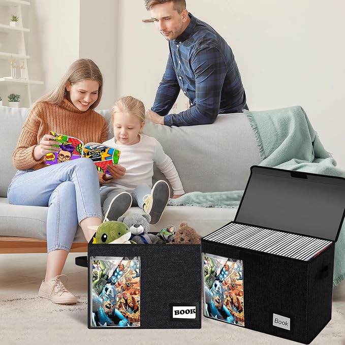 Display Collection Comic Book Storage Boxes, Protector Organizer 15.8" X 7.8" X 11.8" Collapsible Holds 160-180 Comic Book Heavy Duty Bin Container Holder Shelf, 1 PCS - Image 5