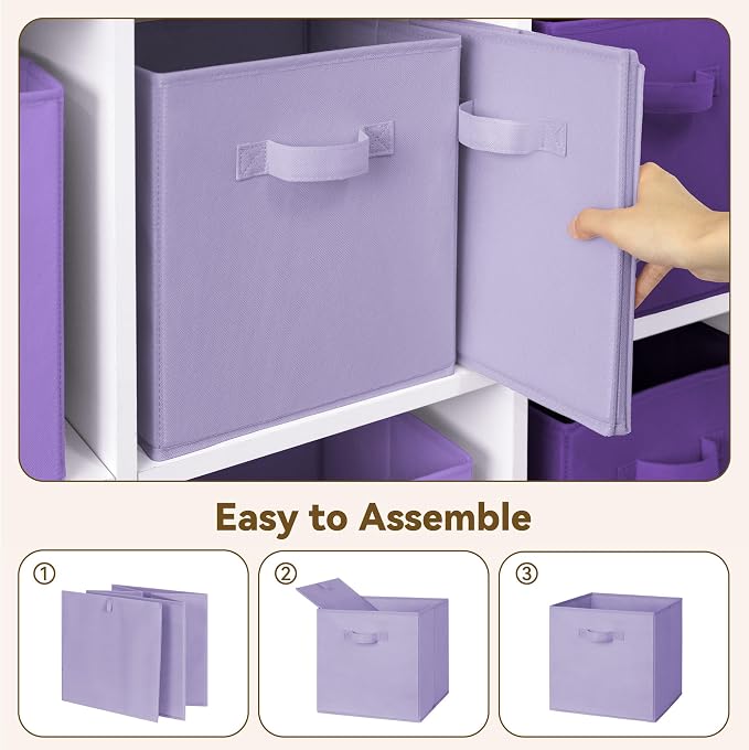 GRANNY SAYS 13 Inch Cube Storage Organizer, Purple Gradient, 6-Pack | Collapsible Storage Cubes with Thickened Base Plate, Sturdy Handles, Decorative Baskets for Shelves, Closet - Image 4