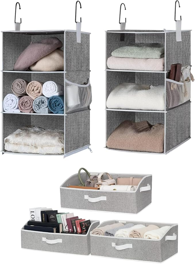 StorageWorks 6-Shelf Hanging Closet Organizers, 3-Pack Large Closet Organizers with Handles by StorageWorks