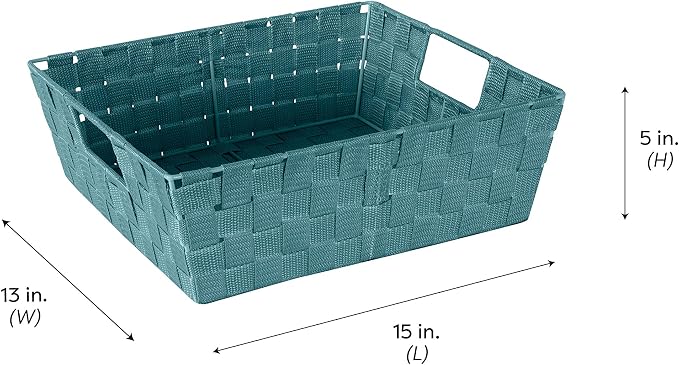 Simplify Large Shelf Woven Strap Tote | Decorative Storage Basket | Built in Handles | Organization | Closet | Bedroom | Bathroom | Nursery | Accessories | Toys | Gifts | 1 Pack | Sapphire - Image 8