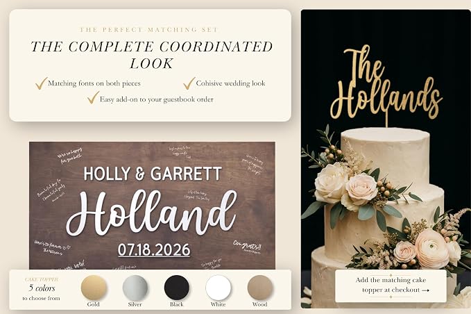 Personalized Last Name Guest Book, Unique Guest Book Sign, Custom Alternative Guest Book, Wooden Guest Book, Wedding Ceremony Guestbook Sign (Design 12) - Image 5