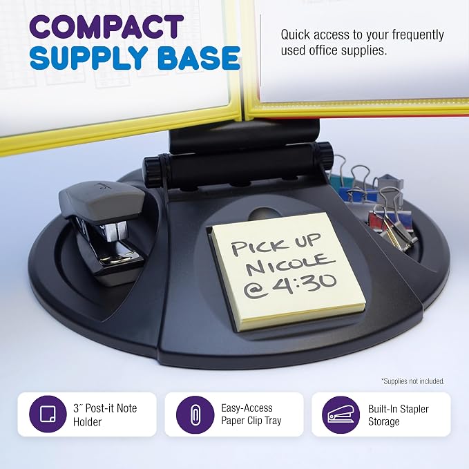 Ultimate Office AdjustaView Supply Base Desk Reference Display Organizer CL | 5 Adjustable Viewing Angles PLUS Functional Supply Storage Base, 10 Letter Size EZ-Load Color Pockets, Easy No Tool Assembly - Image 4