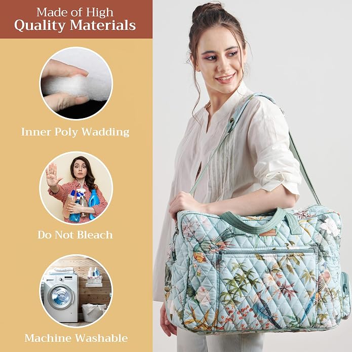 Maison d' Hermine Weekender Bags for Women Cotton Quilted Duffel Overnight Luggage Weekend Bag for Men Gym Gifts Travel | Overnight Luggage Weekend Bag for Men Gym Sports Gifts Duffle bag Business Travellers Trip Spring Summer - Image 2