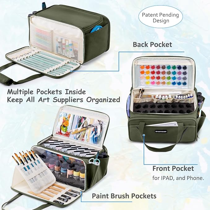 SFYBYHEART Acrylic Paint Storage, Craft Organizer, Art Supply Organizer, Art Tote Bags, Paints Brush Holder for Apple Barrel Acrylic Painting, Palette Board - Image 5