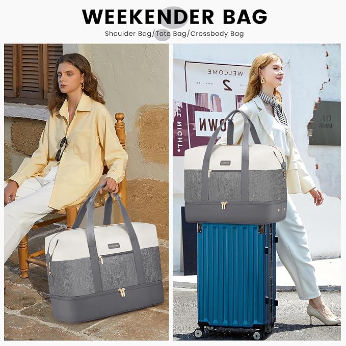 LOVEVOOK Weekender Bag for Women, Large Duffle Bag for Travel with 2 Packing Cubes, Carry on Overnight Bag with Shoe Compartment, Mom Hospital Bags for Labor and Delivery - Image 3
