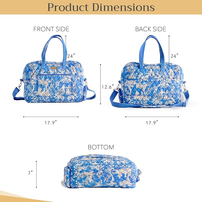 Maison d' Hermine Weekender Bags for Women Cotton Quilted Duffel Overnight Luggage Weekend Bag for Men Gym Gifts Travel | Overnight Luggage Weekend Bag for Men Gym Sports Gifts Duffle bag Business Travellers Trip Spring Summer - Image 6