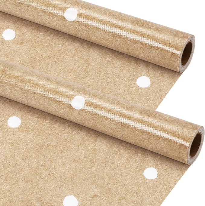 Kolldenn 2 Rolls Kraft Dot Bulletin Board Paper Roll 4 x 12 ft Polka Dots Fabric Extra Large Non Woven Brown White Waterproof Roll Fade Resistant for DIY Craft Drawing Painting Classroom Decor by Unknown